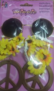 Glasses - Hippe Set (glasses, daisy headband, peace earings)